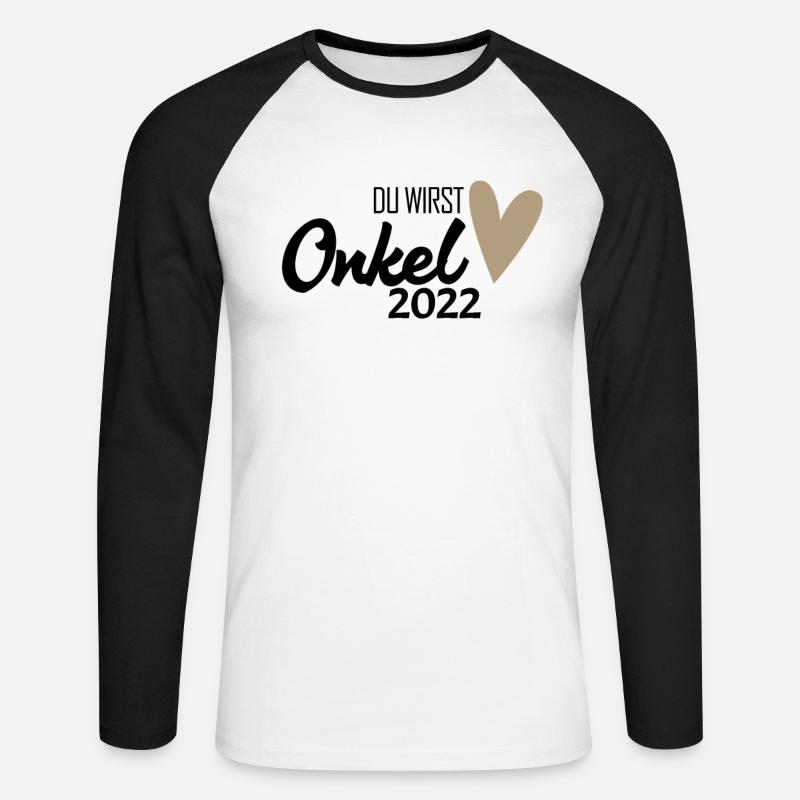 Onkel 2022 - Onkel werden - Unisex Baseballshirt langarm - Weiß/Schwarz
