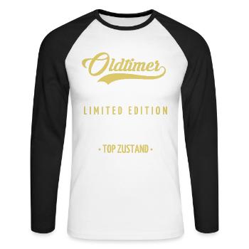 30 Jahre Oldtimer 1992 Jahrgang Geburtstag - Unisex Baseballshirt langarm - Weiß/Schwarz - Vorne - Nik (191cm)