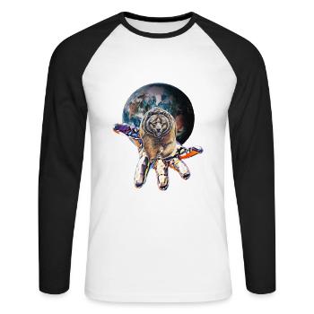 Grizzly - T-shirt baseball manches longues Homme - blanc/noir - Devant - Nik (191cm)