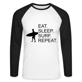 Eat Sleep Surf Repeat Surfing Surfing - Unisex Long Sleeve Baseball T-Shirt - white/black - Front - Nik (191cm)