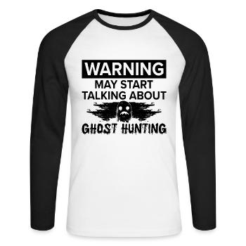 Ghost Hunter Paranormal Ghost Hunt Gift Idea - Unisex Long Sleeve Baseball T-Shirt - white/black - Front - Nik (191cm)