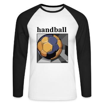 Handball Lovers Player Streetwear Moderne - T-shirt baseball manches longues Homme - blanc/noir - Devant - Nik (191cm)