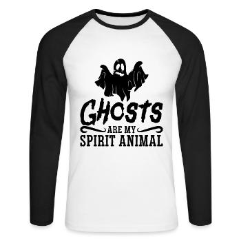 Ghost Hunter Ghost Hunt Horror Idée cadeau - T-shirt baseball manches longues Homme - blanc/noir - Devant - Nik (191cm)