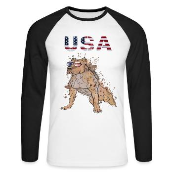 Lunettes de soleil Patriotic Bulldog USA - T-shirt baseball manches longues Homme - blanc/noir - Devant - Nik (191cm)