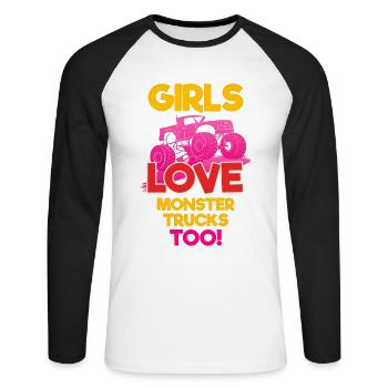 Monster Truck Tire Girls Women I Gift Idea - Unisex Long Sleeve Baseball T-Shirt - white/black - Front - Nik (191cm)