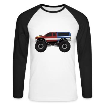 Monster Truck Big Tire Child Love I Gift - Unisex Long Sleeve Baseball T-Shirt - white/black - Front - Nik (191cm)