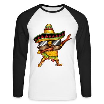 Taco Tacos Dance Dab Mexico Mexican Outfit - Unisex Long Sleeve Baseball T-Shirt - white/black - Front - Nik (191cm)
