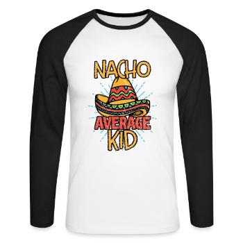Nacho Average Kid Kinder Outfit Mexico Fans - Unisex Baseballshirt langarm - Weiß/Schwarz - Vorne - Nik (191cm)