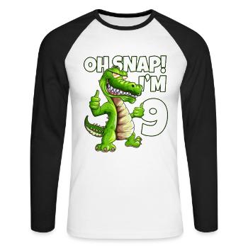 Lizard Lover Alligator Crocodile 9th Birthday - Unisex Long Sleeve Baseball T-Shirt - white/black - Front - Nik (191cm)
