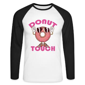 Donut Touch Süßes Halloween Kindertag Feiertag - Unisex Baseballshirt langarm - Weiß/Schwarz - Vorne - Nik (191cm)