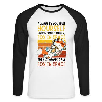 Soyez toujours vous-même - Astronaute Fox dans l’espace - T-shirt baseball manches longues Homme - blanc/noir - Devant - Nik (191cm)