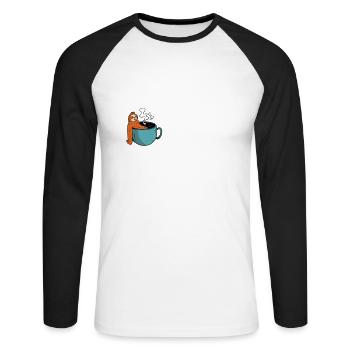 Lustiger Kaffee Faultier Spruch für die Arbeit - Unisex Baseballshirt langarm - Weiß/Schwarz - Vorne - Nik (191cm)