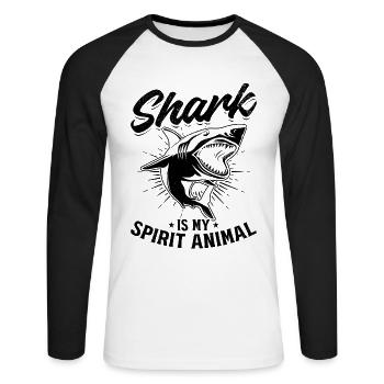 Le requin est mon Requin animal Grand requin blanc - T-shirt baseball manches longues Homme - blanc/noir - Devant - Nik (191cm)