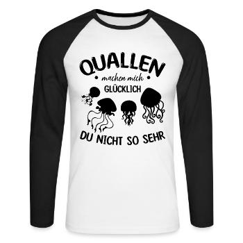 Quallen machen mich glücklich du nicht so sehr I - Unisex Baseballshirt langarm - Weiß/Schwarz - Vorne - Nik (191cm)