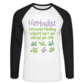 Herbes herboristes - T-shirt baseball manches longues Homme - blanc/noir - Devant - Nik (191cm)