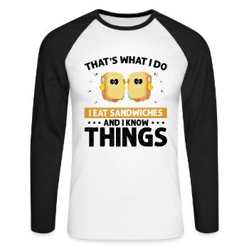 Sandwich Love and Scientist Cheese Food - Unisex Long Sleeve Baseball T-Shirt - white/black - Front - Nik (191cm)