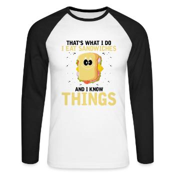 Sandwich Love and Scientist Cheese Food - Unisex Long Sleeve Baseball T-Shirt - white/black - Front - Nik (191cm)