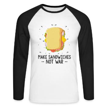 Sandwich Macher Grillen Papa BBQ Sandwich - Unisex Baseballshirt langarm - Weiß/Schwarz - Vorne - Nik (191cm)