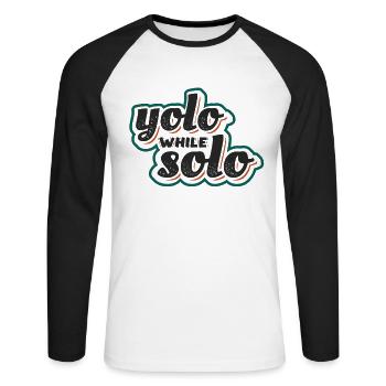 Solo proud single, Happy single - Unisex Long Sleeve Baseball T-Shirt - white/black - Front - Nik (191cm)