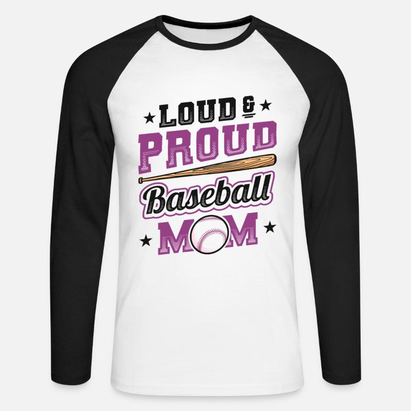Laut und stolzer Baseball-Mutter - Unisex Baseballshirt langarm - Weiß/Schwarz