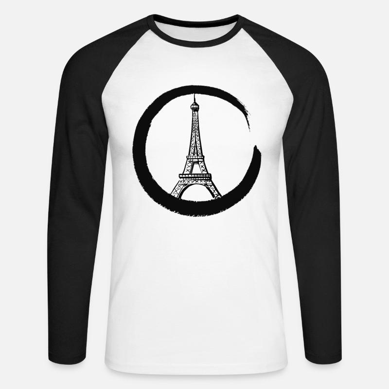 Paris Eifelturm - Unisex Baseballshirt langarm - Weiß/Schwarz