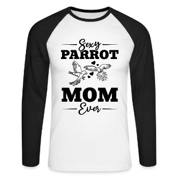 Sexy Parrot Maman Ever Cockatiel - T-shirt baseball manches longues Homme - blanc/noir - Devant - Nik (191cm)