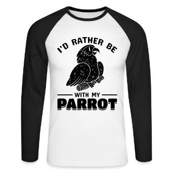 Cockatiel Oiseau Perroquet Oiseau Je serais - T-shirt baseball manches longues Homme - blanc/noir - Devant - Nik (191cm)