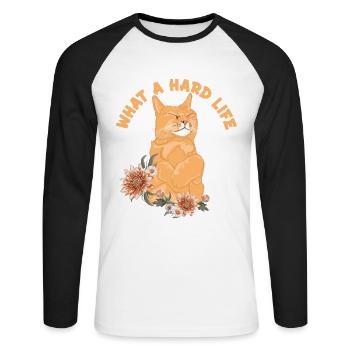 What A Hard Life Chaton Chat de gouttière Chat de - T-shirt baseball manches longues Homme - blanc/noir - Devant - Nik (191cm)