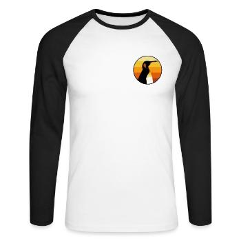 Logo Penguin Emblème du pingouin empereur Oiseau - T-shirt baseball manches longues Homme - blanc/noir - Devant - Nik (191cm)
