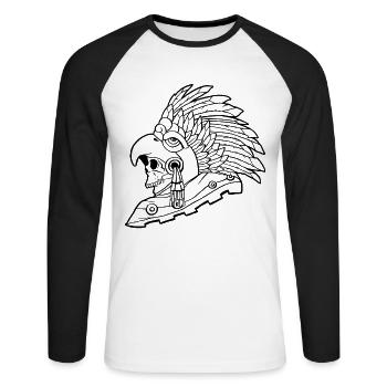 Aztèque Eagle Warrior Mayan Skull Inca - T-shirt baseball manches longues Homme - blanc/noir - Devant - Nik (191cm)