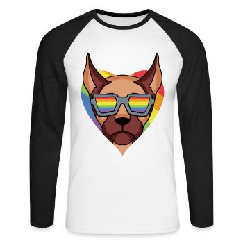 Chien LGBT Great Dane Rainbow - T-shirt baseball manches longues Homme - blanc/noir - Devant - Nik (191cm)