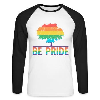 Be Pride Tree - LGBT Gay Pride Month Community - Unisex Long Sleeve Baseball T-Shirt - white/black - Front - Nik (191cm)