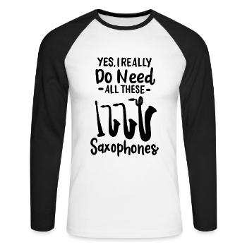 Saxophone Saxofon - T-shirt baseball manches longues Homme - blanc/noir - Devant - Nik (191cm)