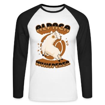 Alpaca Whisperer Huacaya Lama Pako Éleveur - T-shirt baseball manches longues Homme - blanc/noir - Devant - Nik (191cm)