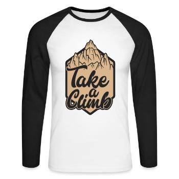 Take a Climb Bouldering Escalade sportive - T-shirt baseball manches longues Homme - blanc/noir - Devant - Nik (191cm)