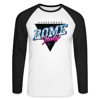Rom Rome Italien Stadt Skyline Vintage Retro - Unisex Baseballshirt langarm - Weiß/Schwarz - Vorne - Nik (191cm)