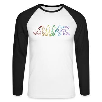 Soccer LGBT Rainbow Football professionnel Dieu - T-shirt baseball manches longues Homme - blanc/noir - Devant - Nik (191cm)