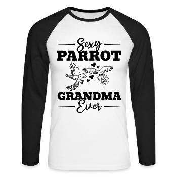 Sexy Papagei Oma Ever Papageienvogel Oma - Unisex Baseballshirt langarm - Weiß/Schwarz - Vorne - Nik (191cm)