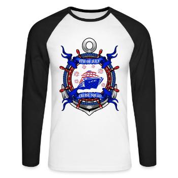 4th of July Cruise Squad - Unisex Long Sleeve Baseball T-Shirt - white/black - Front - Nik (191cm)