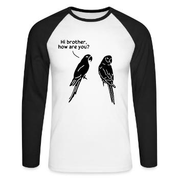 Bonjour frère, comment vas-tu? Jollier - T-shirt baseball manches longues Homme - blanc/noir - Devant - Nik (191cm)