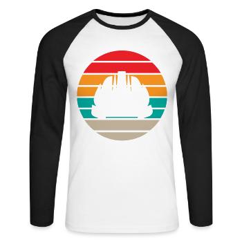 Maurer Retro - Unisex Baseballshirt langarm - Weiß/Schwarz - Vorne - Nik (191cm)