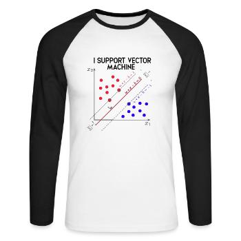 Ich unterstütze Vector Machines Machine Learning - Daten - Unisex Baseballshirt langarm - Weiß/Schwarz - Vorne - Nik (191cm)