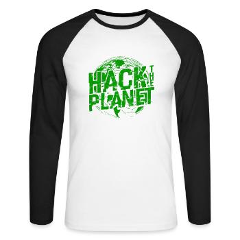 Hack the Planet Softwareentwickler - - Unisex Baseballshirt langarm - Weiß/Schwarz - Vorne - Nik (191cm)