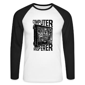 Computer Whisperer - Internet Security - Unisex Long Sleeve Baseball T-Shirt - white/black - Front - Nik (191cm)