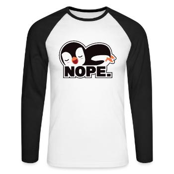 Nope Königspinguin Kaiserpinguin Seevogel Pinguin - Unisex Baseballshirt langarm - Weiß/Schwarz - Vorne - Nik (191cm)