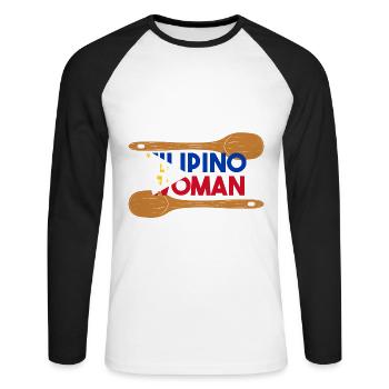 Philippines Filipina Flag Femme Cuillère I Cadeau - T-shirt baseball manches longues Homme - blanc/noir - Devant - Nik (191cm)