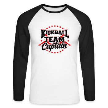 Kickball Team Captain Kickball Player - - Unisex Long Sleeve Baseball T-Shirt - white/black - Front - Nik (191cm)