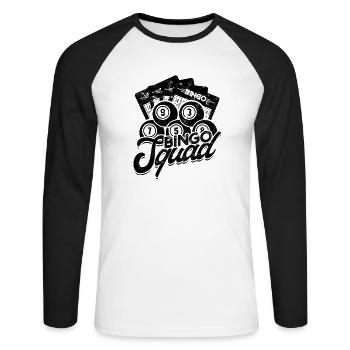 Bingo Squad Funny Bingo Lover - Bingo Hall Casino - Unisex Long Sleeve Baseball T-Shirt - white/black - Front - Nik (191cm)