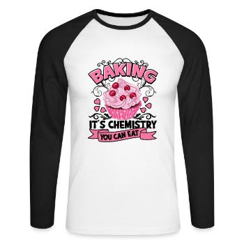La cuisson est une chimie que vous pouvez manger - Pâtisserie sucrée - T-shirt baseball manches longues Homme - blanc/noir - Devant - Nik (191cm)