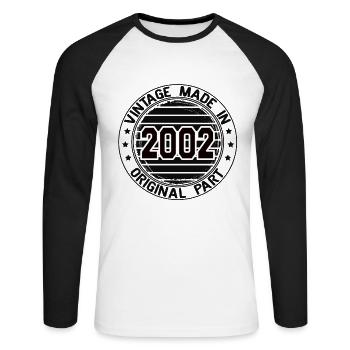 Vintage Made In 2002 Original Part Geburtstag 2002 - Unisex Baseballshirt langarm - Weiß/Schwarz - Vorne - Nik (191cm)